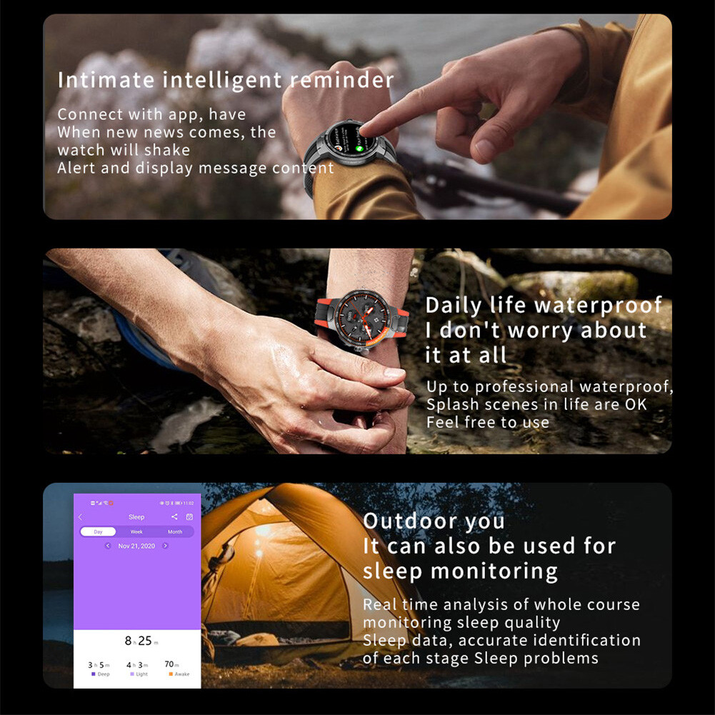 Smartwatch Outdoor Bluetooth Watch Sport Running Fitness Tracker IP68 Waterproof