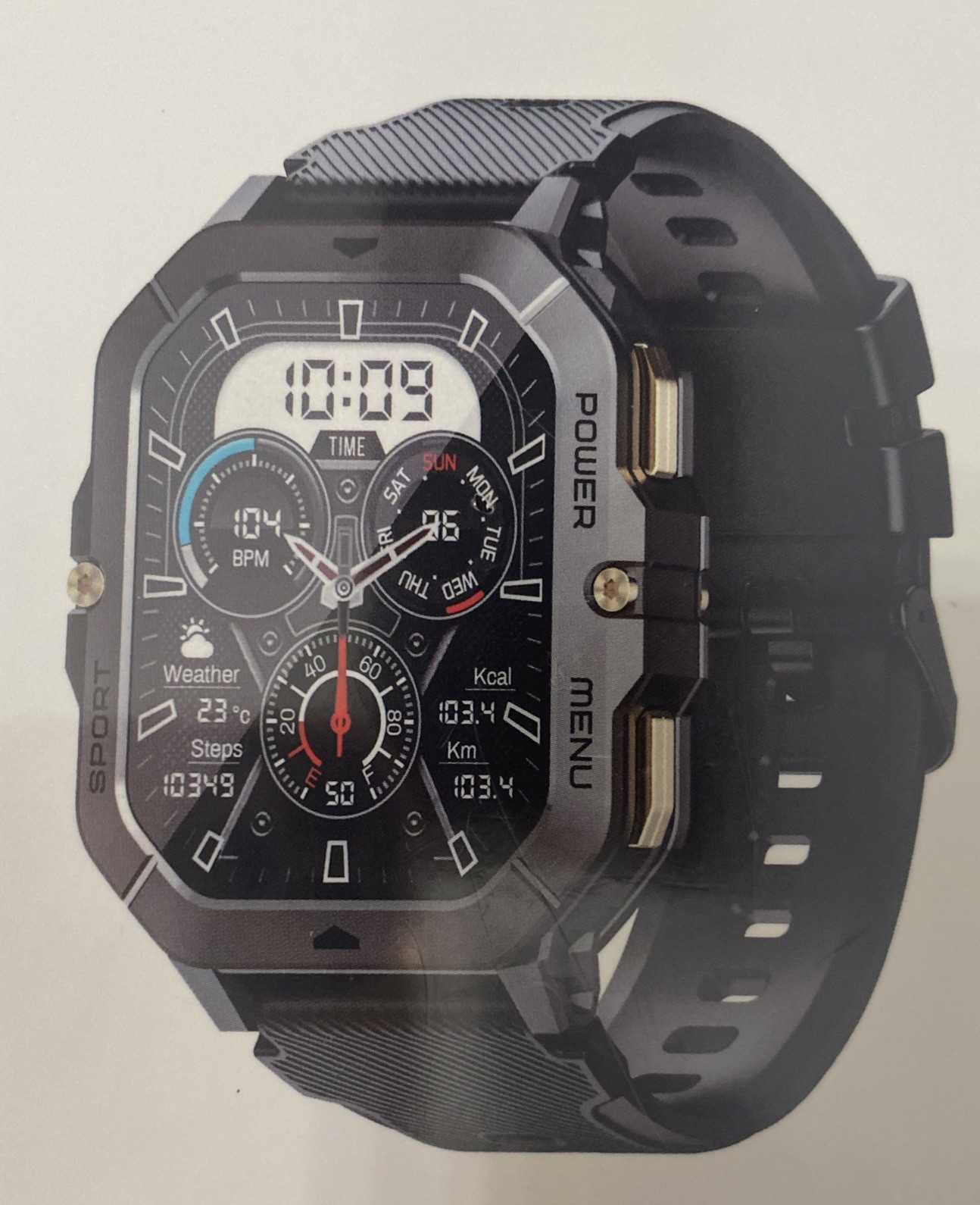 2.02″ HD Smart Watch With Military Sport Watch Heart Rate VC30F For Android iOS