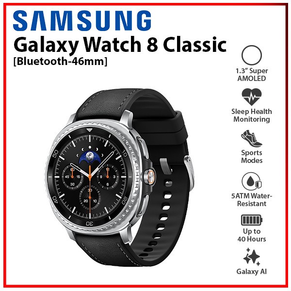 Samsung Galaxy Watch8 Classic 46mm BLACK Bluetooth GPS Android Smartwatch