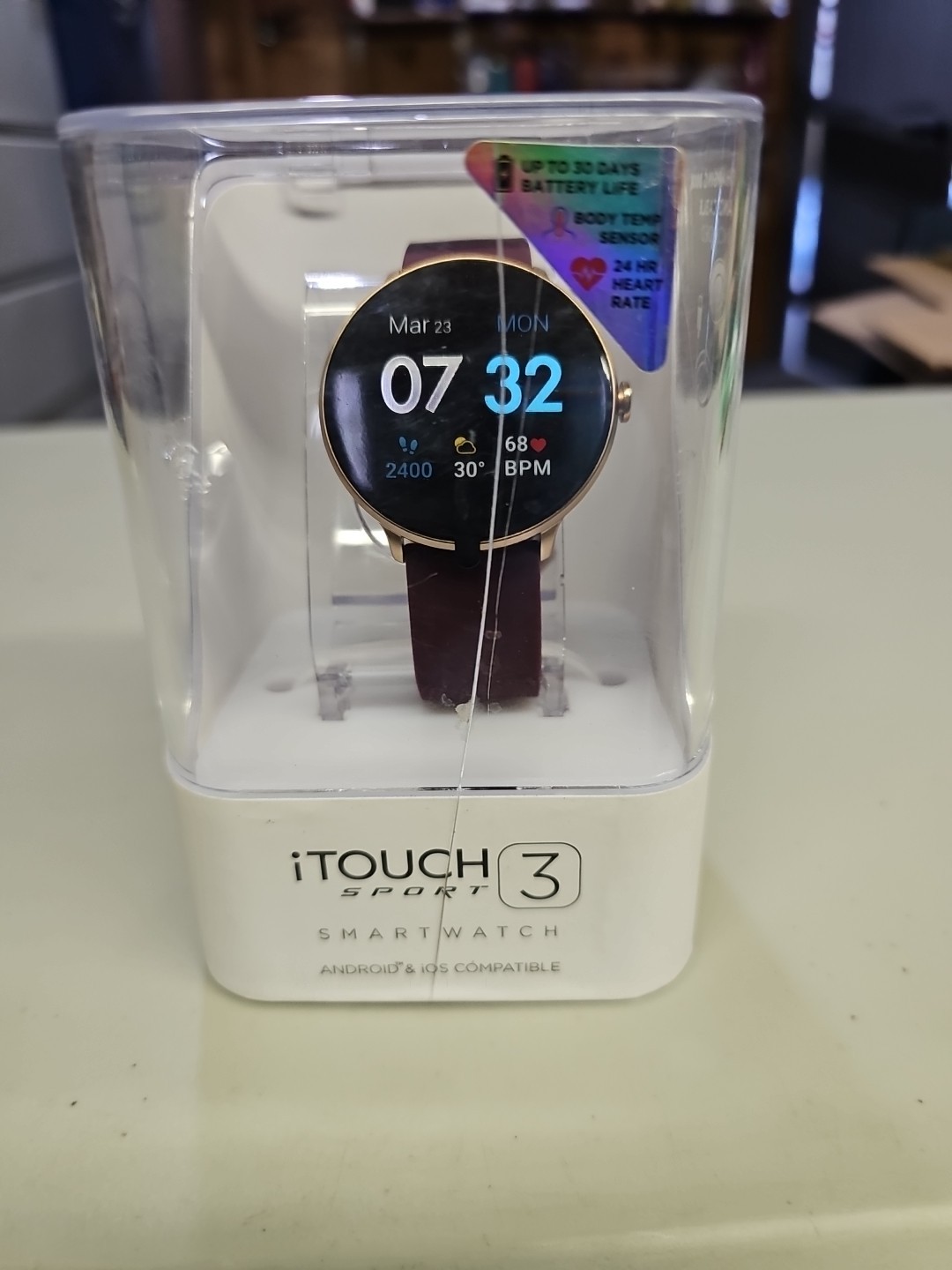 iTouch Sport 3 Smart Watch Fitness Tracker Plum Band New in Protective Case. A1
