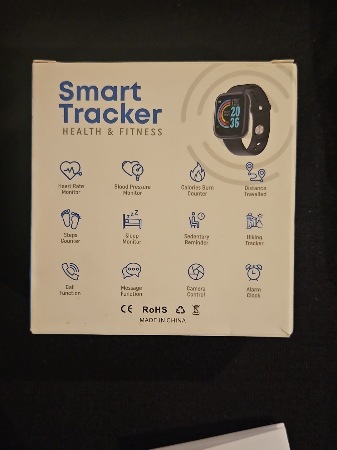 Smart Tracker Health and Fitness Watch Black Band