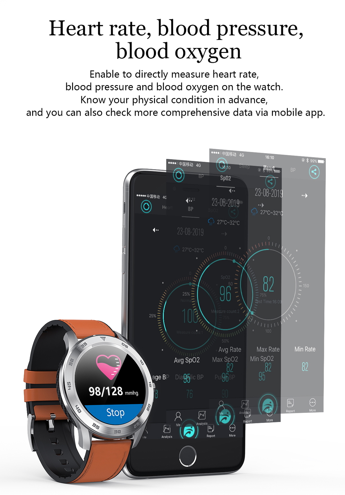 Men Women Smart Watch Business Luxury Bluetooth Wristwatch Sport Fitness Tracker