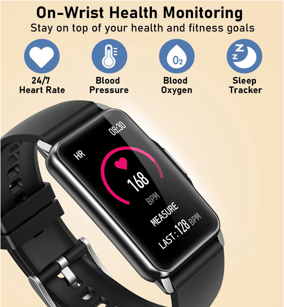 Fitness Smart Watch for Heart Rate Sleep, and Step Tracker IP68 Waterproof