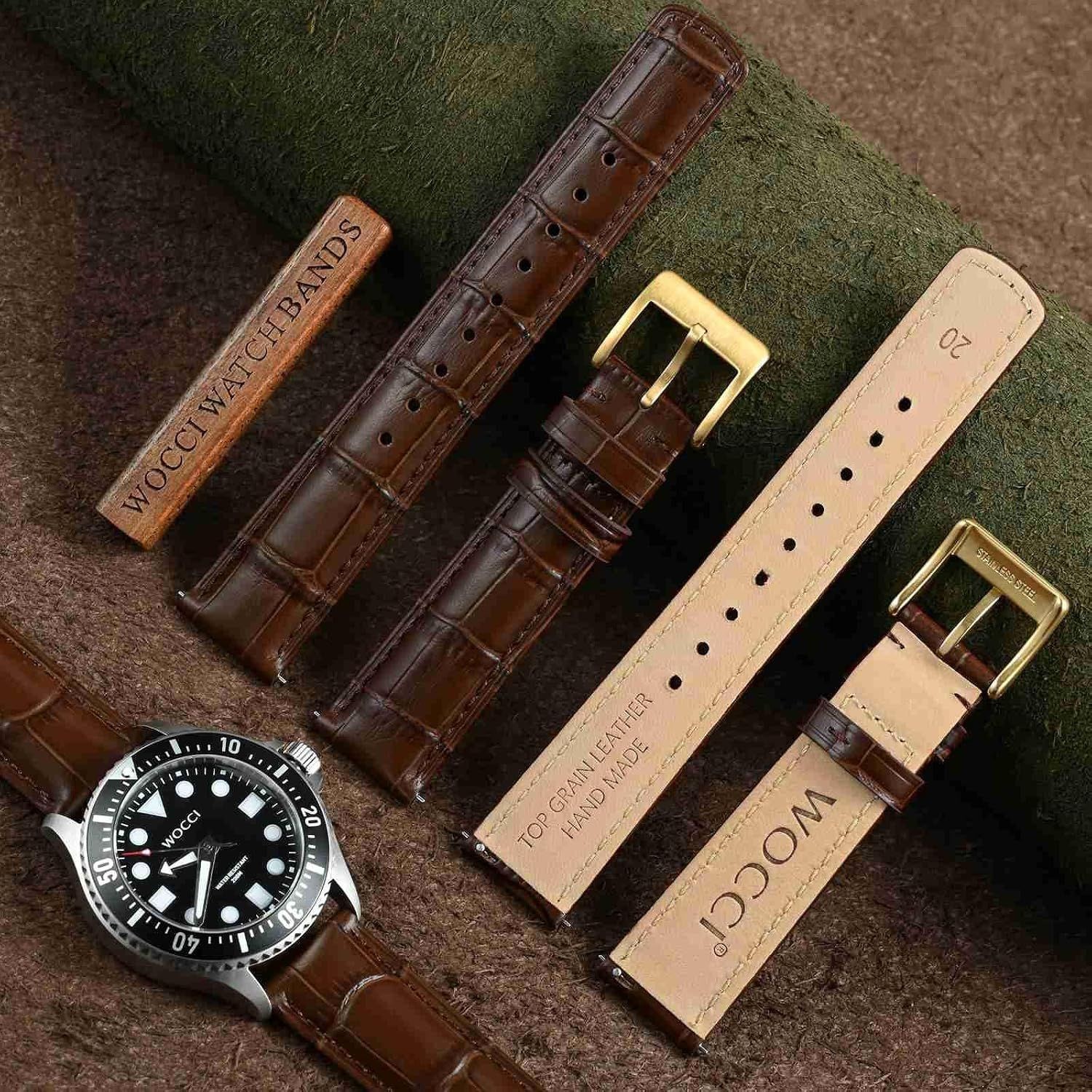 Top Grain Leather Strap Compatible with 18mm 20mm 22mm Quick Release