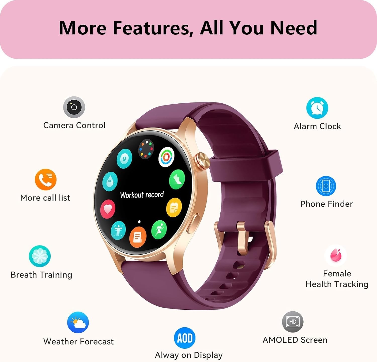 Women’s 1.32” AMOLED Smartwatch: Call, Track Health & Stay Active with Style