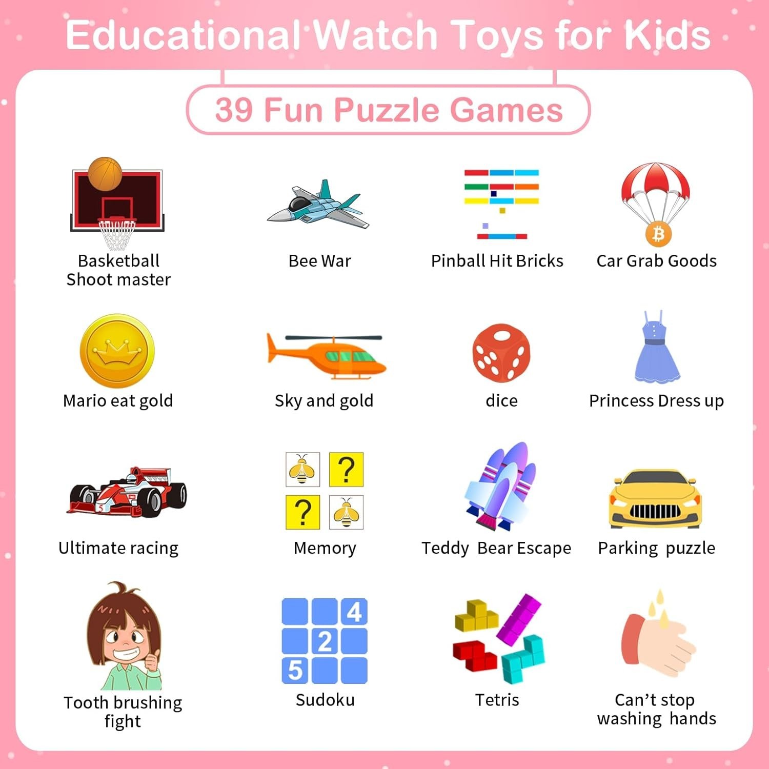 Kids Smart Watch for Girls 4-12 with Camera, 39 Games & Fun Educational Features