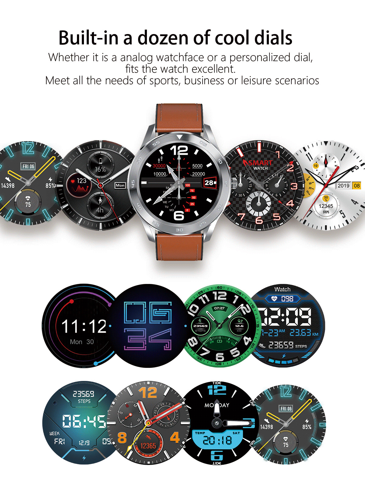 Men Women Smart Watch Business Luxury Bluetooth Wristwatch Sport Fitness Tracker
