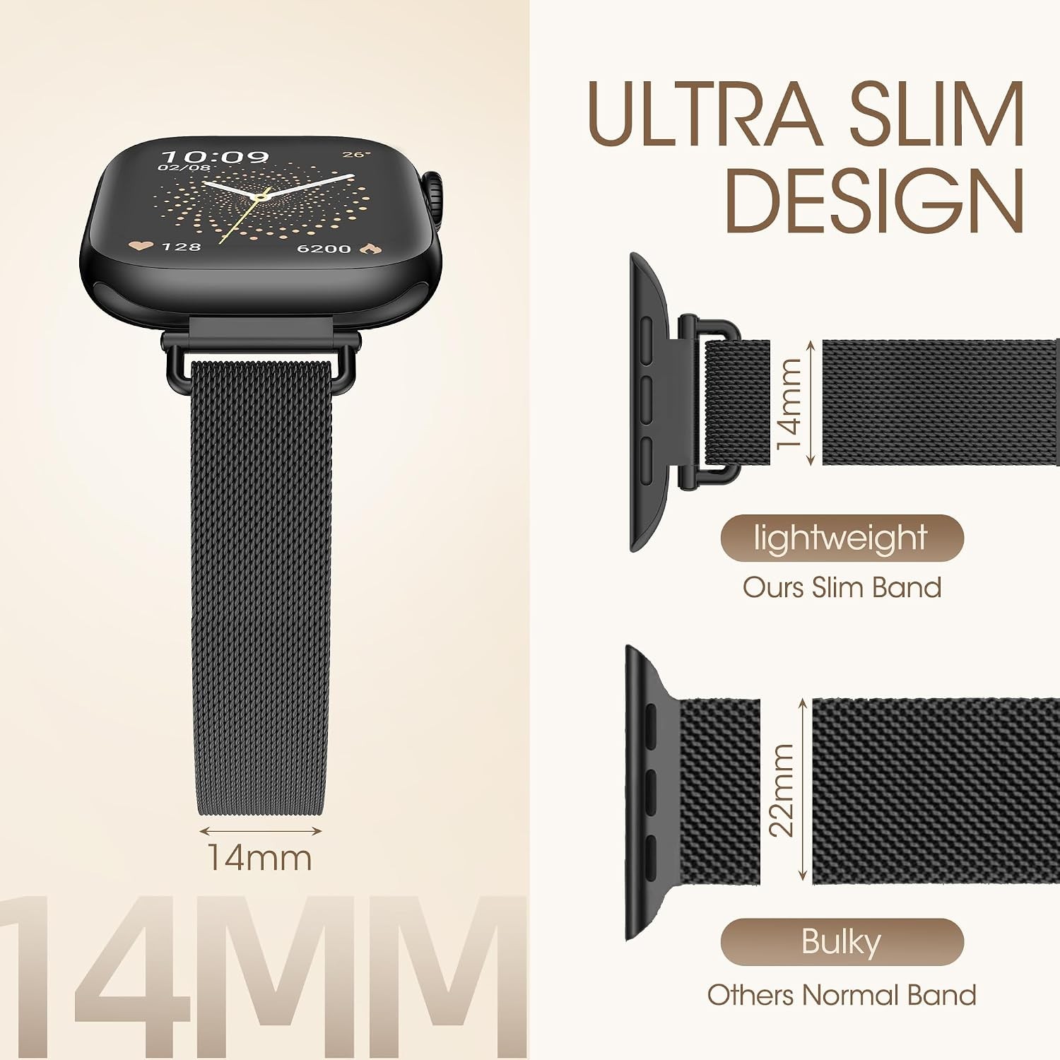 Case For Apple Watch 38mm 40mm 41mm 44mm 45mm 46mm Metal Mesh Strap Lightweight