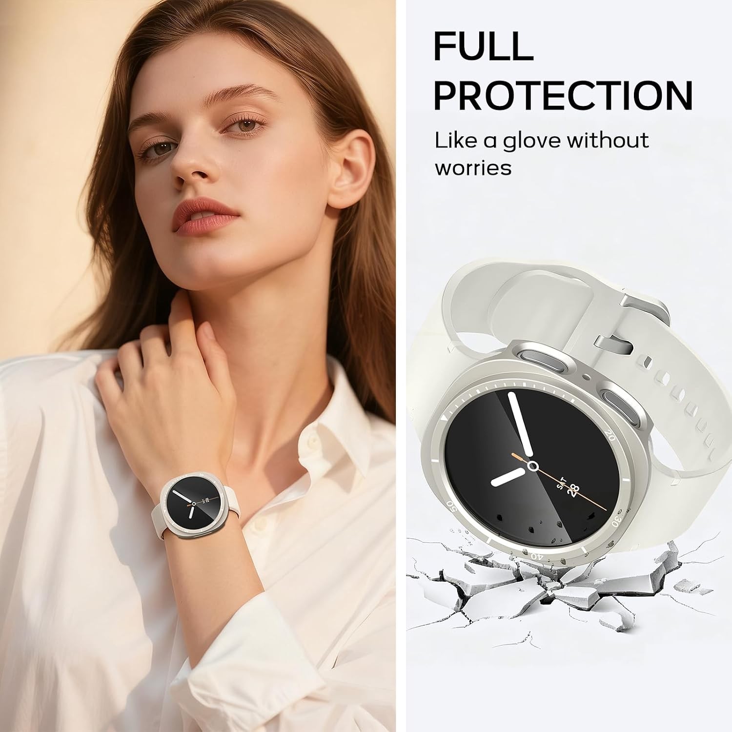 2-Pack Black Waterproof Bumper Case with Screen Protector for Galaxy Watch 8 44m