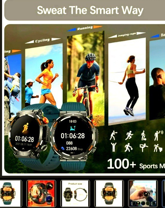 Smart Watch Bluetooth Call Outdoor LED Fitness Tracker Android iPhone