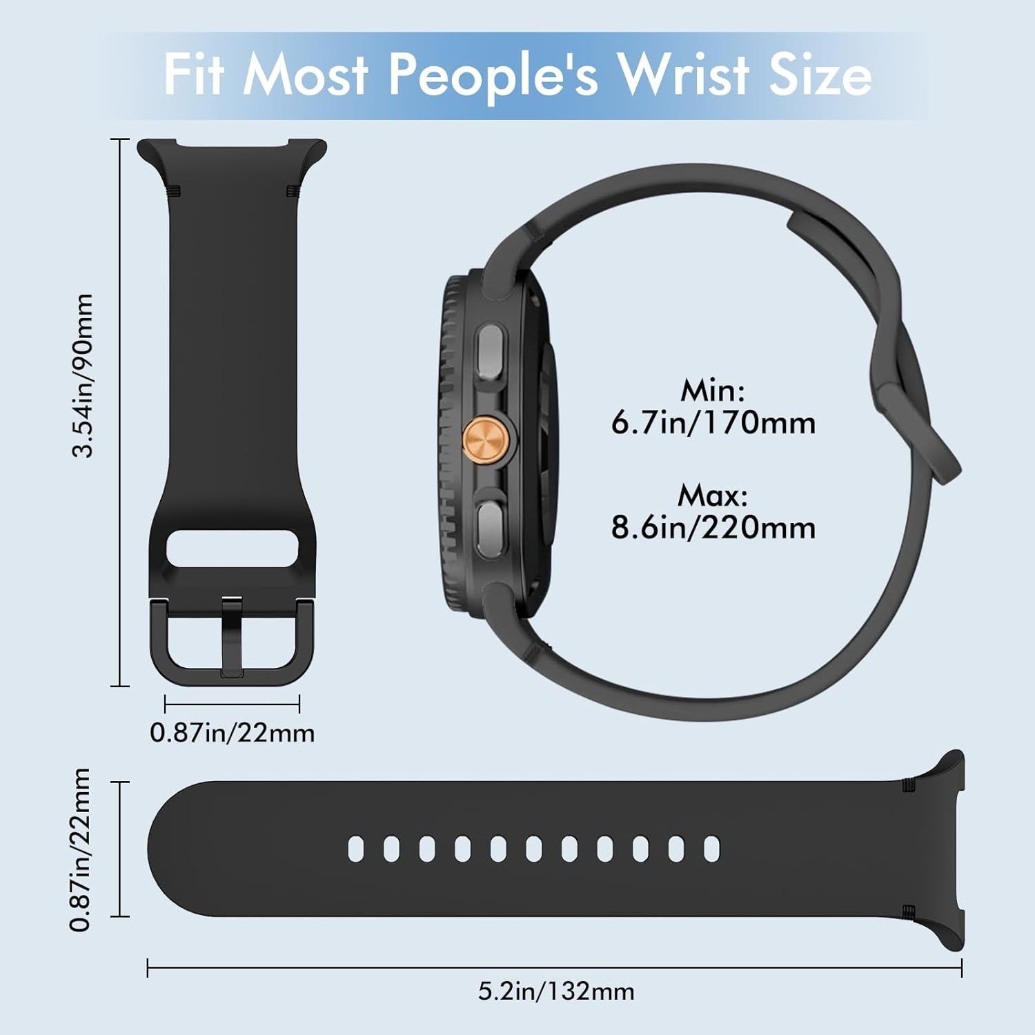 Soft Silicone Strap Compatible with Samsung Galaxy Watch 9/8 44mm 40mm