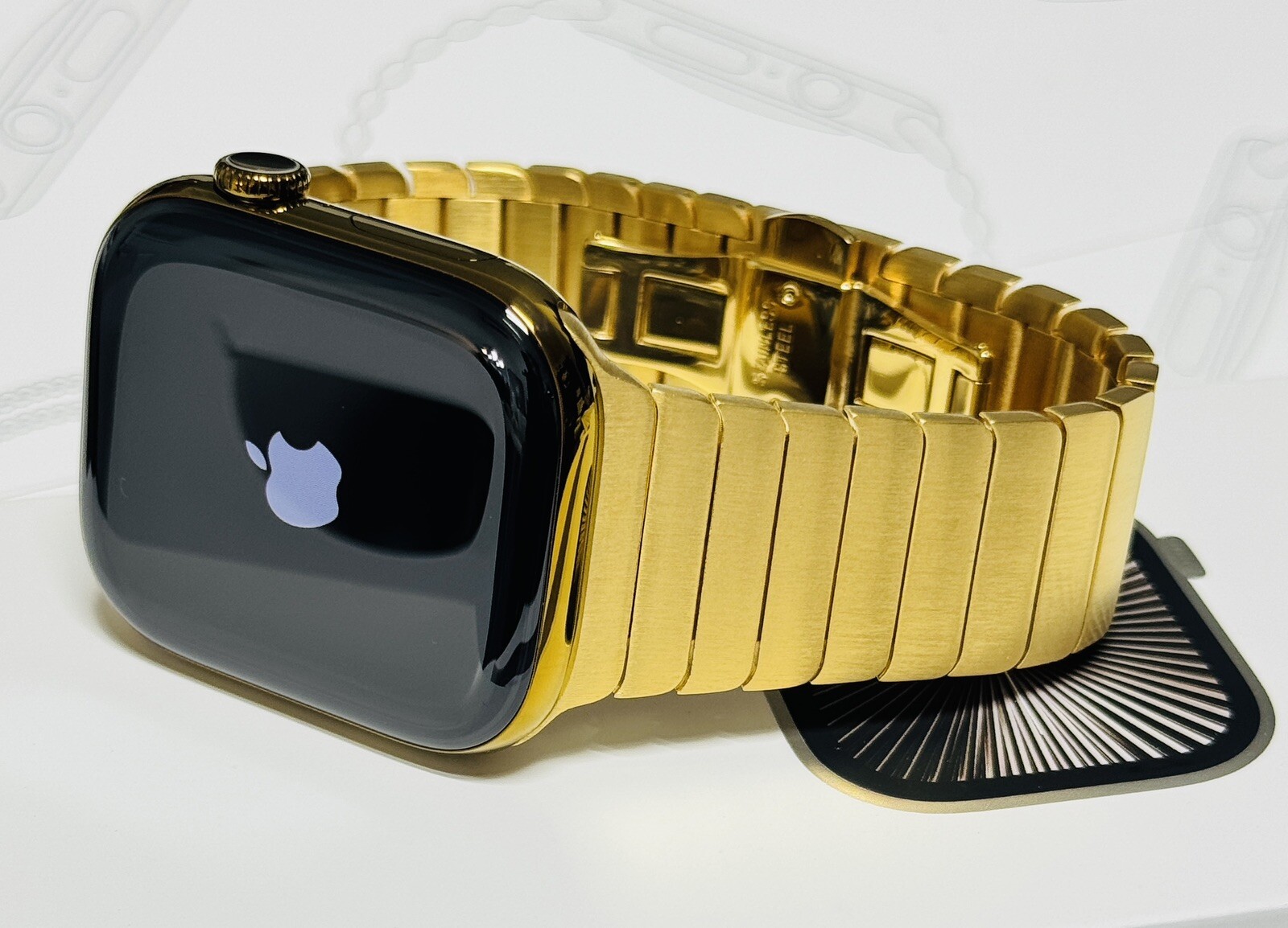 Custom Anodized Bright Gold 46MM Apple Watch SERIES 10 Gold Plated Link Band