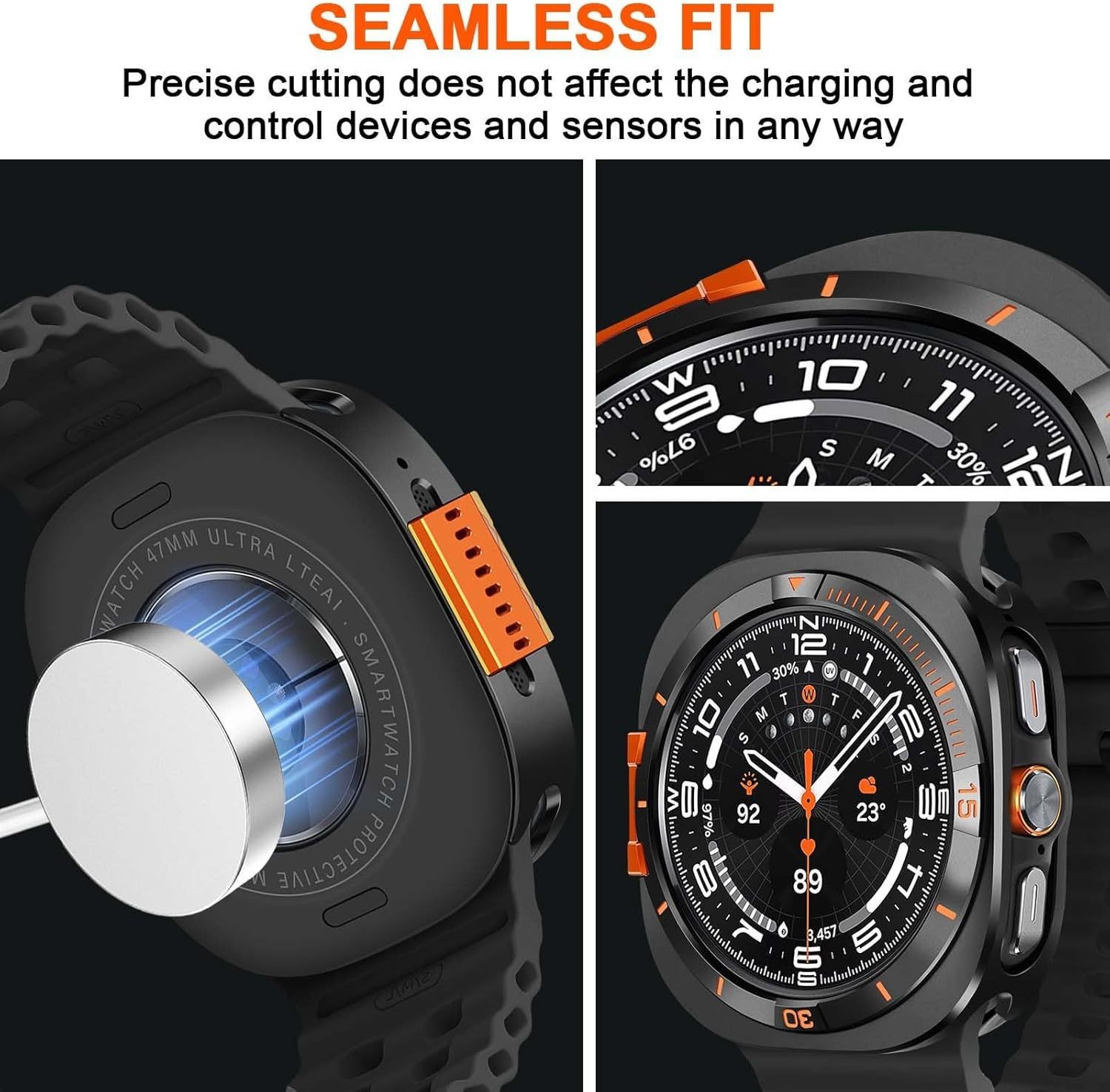 2 in 1 Metal Cover for Samsung Galaxy Watch Ultra 47mm Rugged Bumper Case