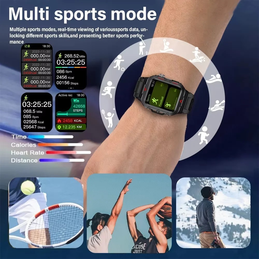 Military Smart Watch for Men(Call Receive/Dial)Rugged Tactical Fitness Tracker