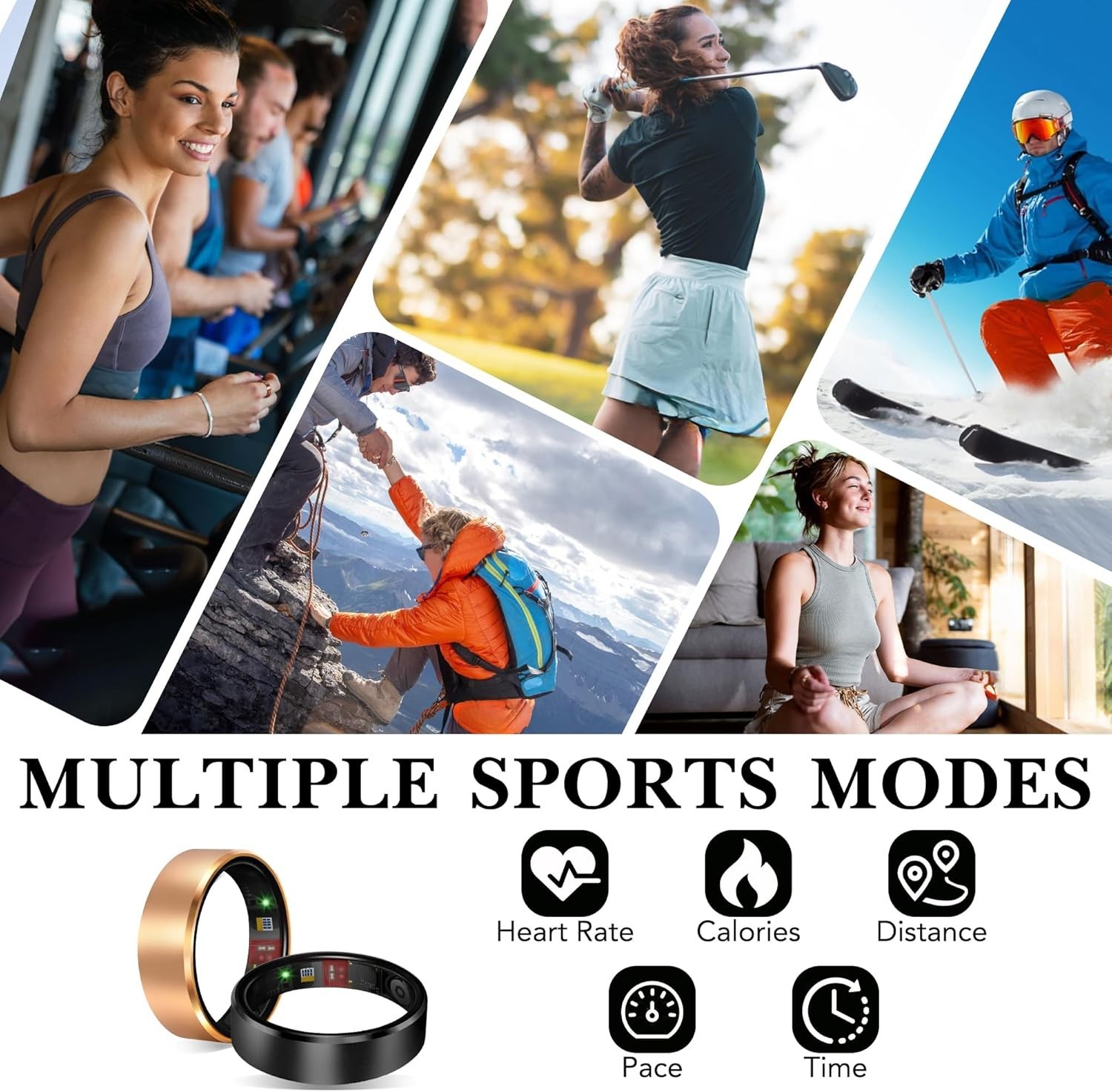 Smart Rings for Men & Women, Fitness Tracker Health Monitor Ring, Wearable size8