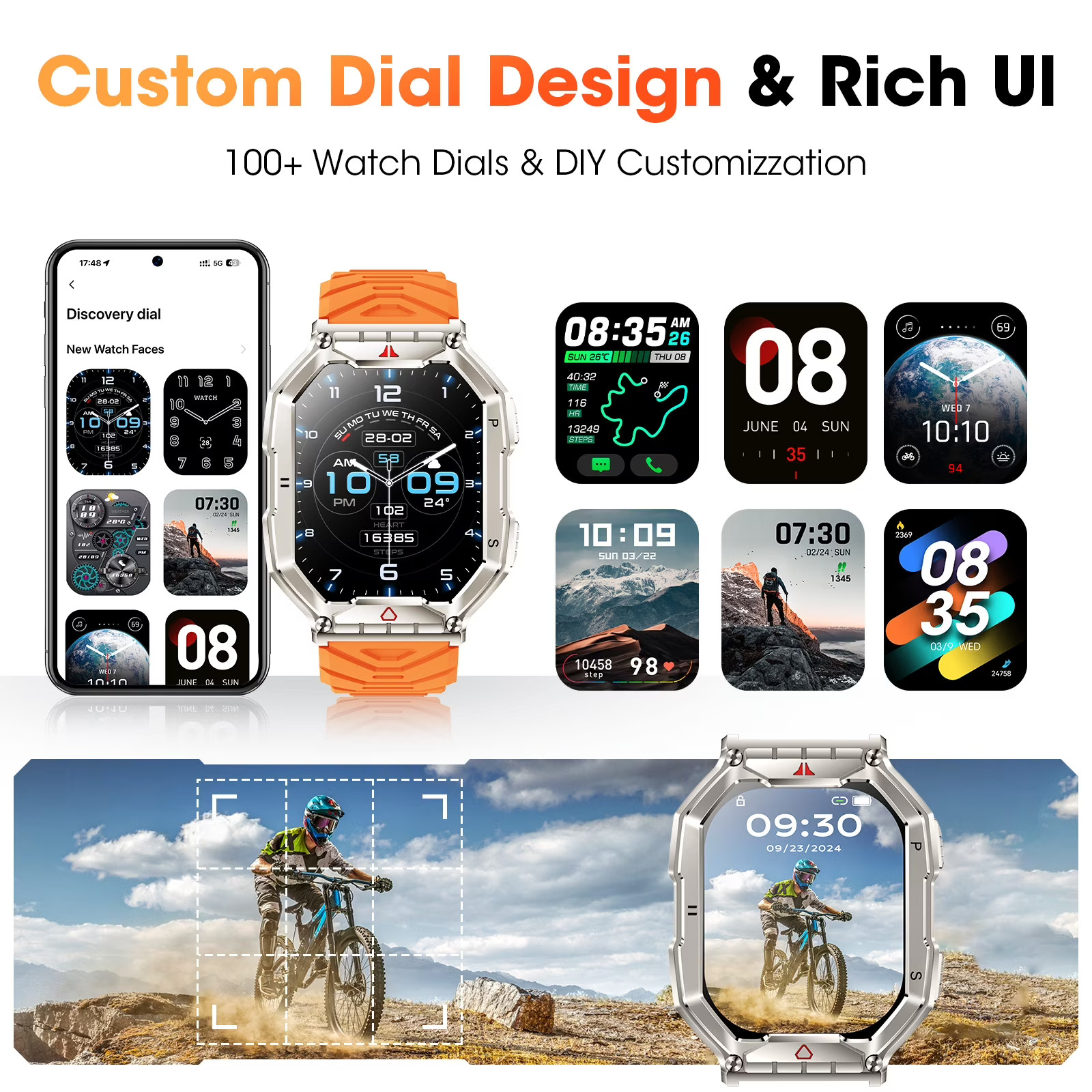 2.1-inch AMOLED Men Military Smartwatch,with Fitness Tracker/ Answer Ma