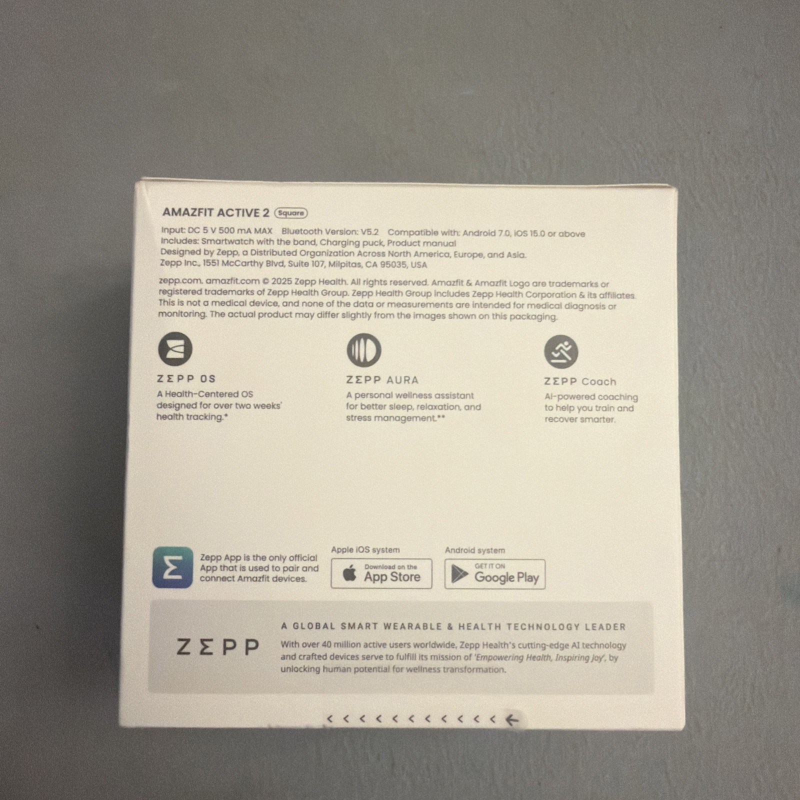 Amazfit Active 2 Premium Smart Watch (Square) Brand New SEALED