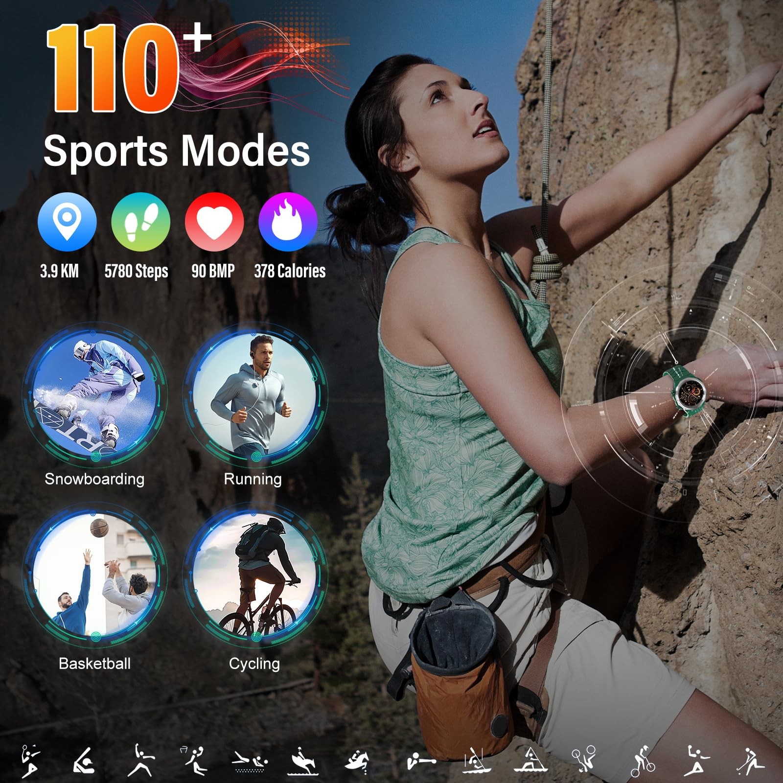 Military Smart Watch for Men: Calls, 1.39″ HD, Fitness, 24/7 HR, IP68