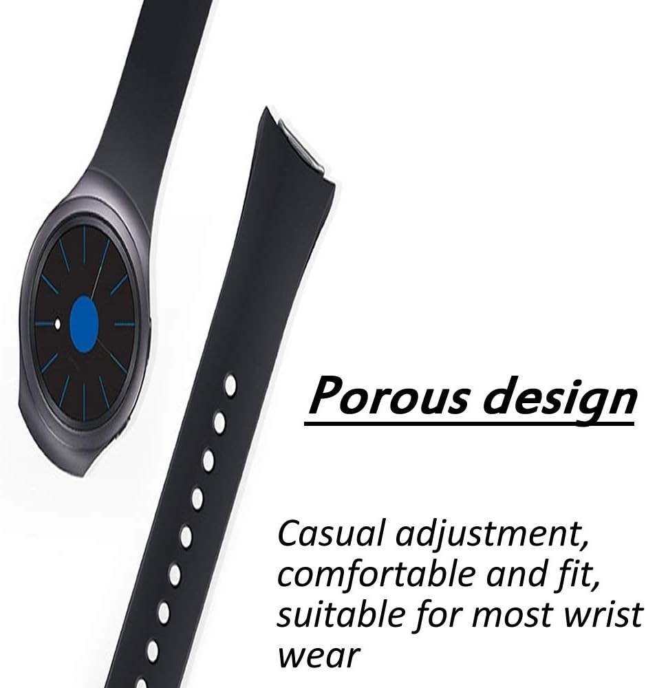 1PC Silicone Strap Compatible with Samsung Gear S2 Smartwatch Black
