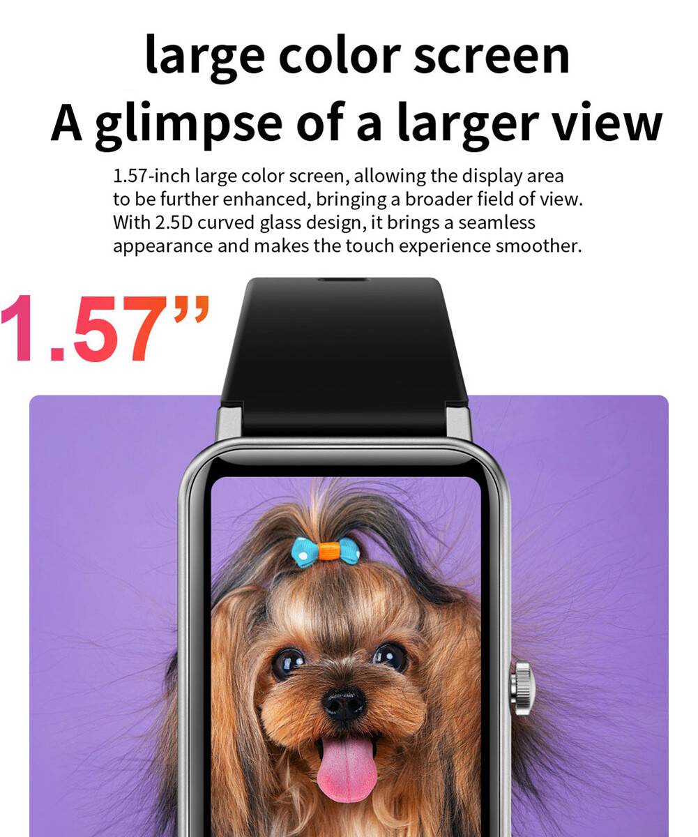 Smart Watch 1.57 Inch Touch Screen Sport Fitness Bracelet Smartwatch Waterproof