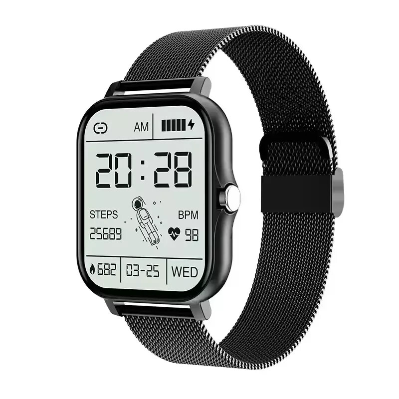 2024 New Men’s Women’s Sports For Smart Watch W/ Large Screen Silicone Y13 Black