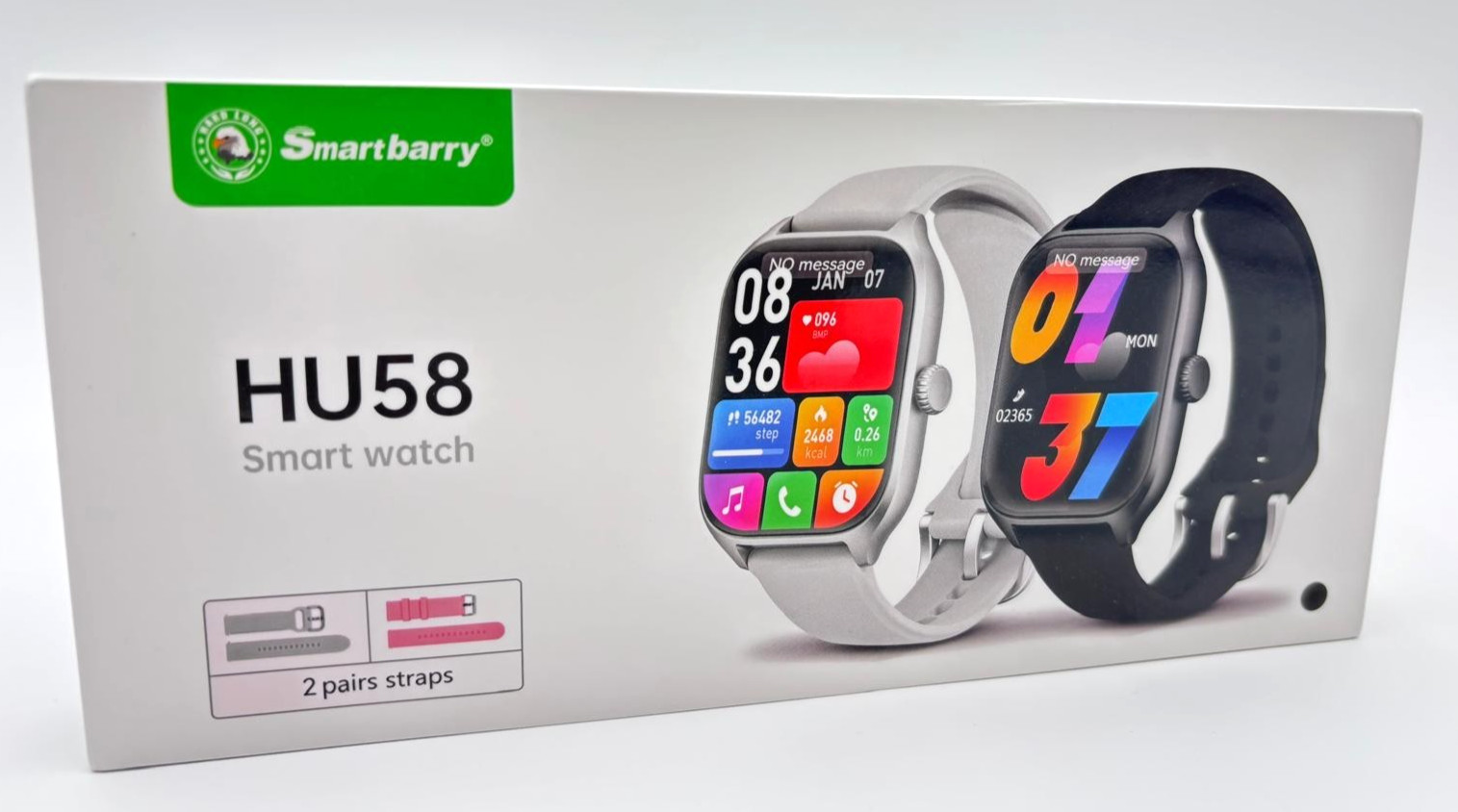 Smart Watch Smartberry HU58 Bluetooth Touchscreen Black with 2 Wrist Bands New