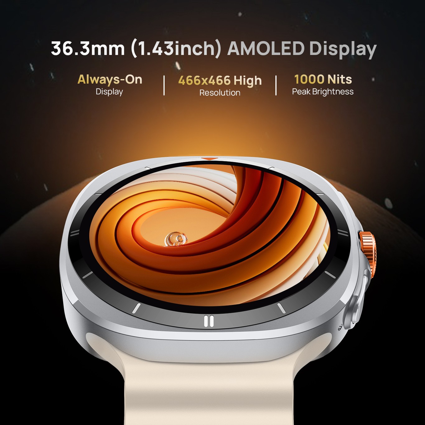 Fire-Boltt Axiom Smartwatch 1.43″ AMOLED Display BT Calling Wireless Charging
