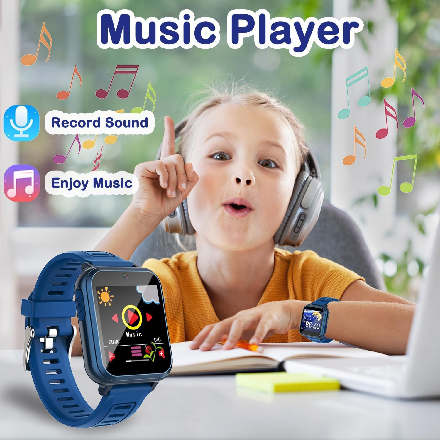 Reloj inteligente con 24 juegos de rompecabezas para niños, cámara táctil HD