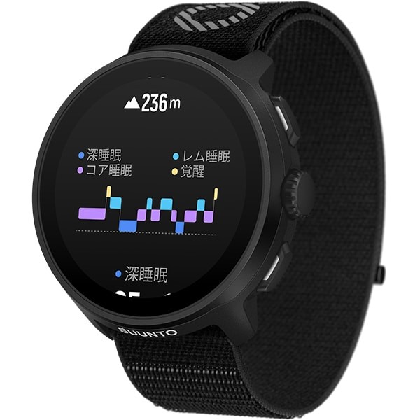 SUUNTO RUN ALL BLACK 46mm Textile Strap AMOLED GPS Smartwatch SS051109000