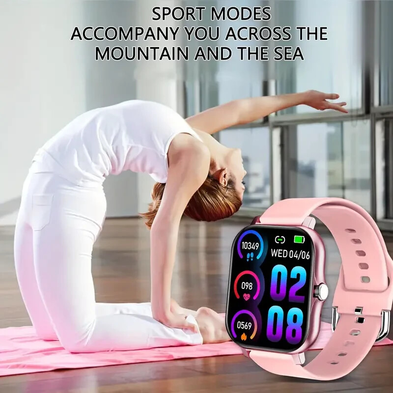 2024 New Men’s Women’s Sports For Smart Watch W/ Large Screen Silicone Y13 PINK