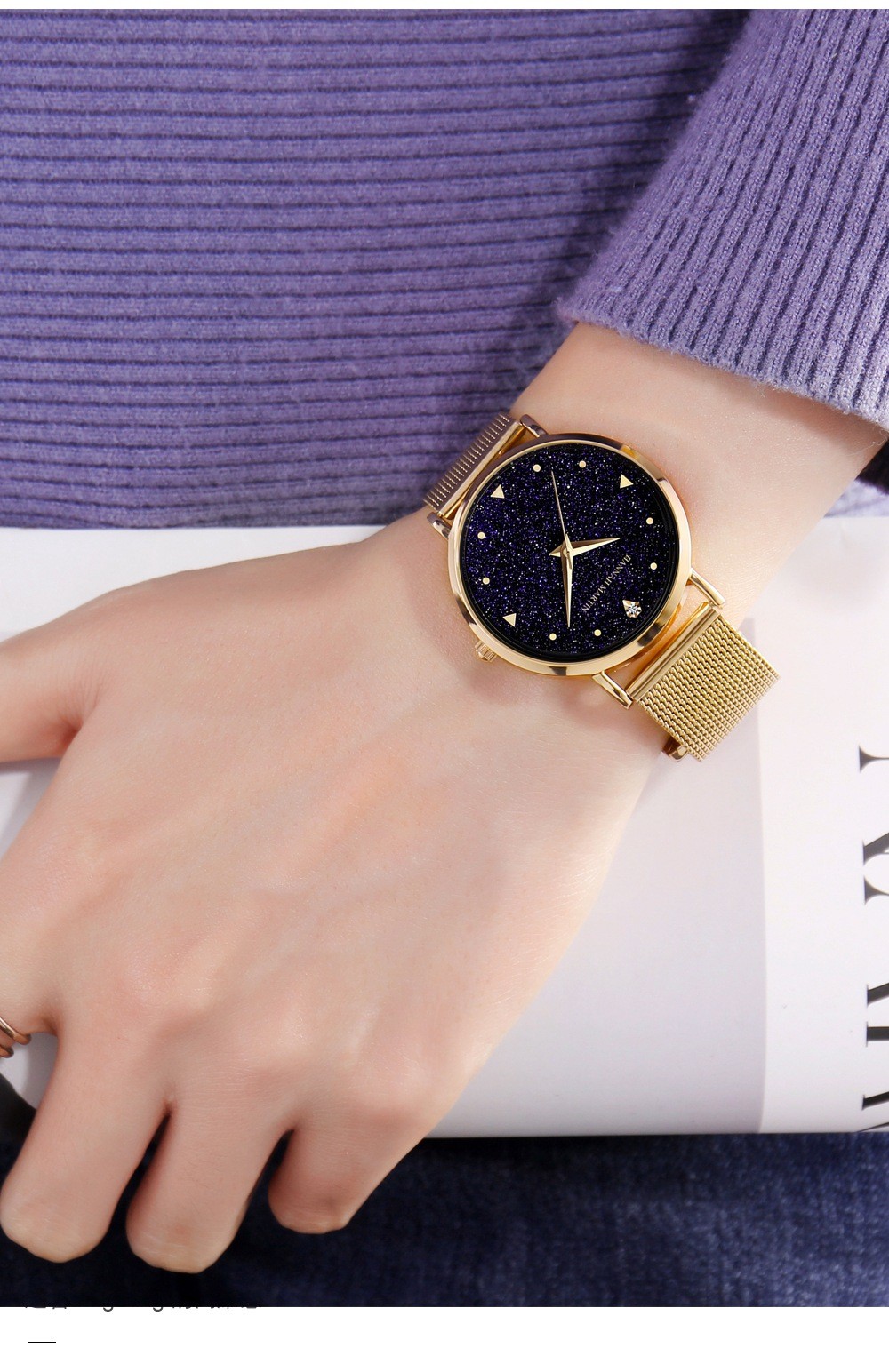 Japan Quartz Movement Stainless Steel Mesh Band Watch Waterproofing For Women