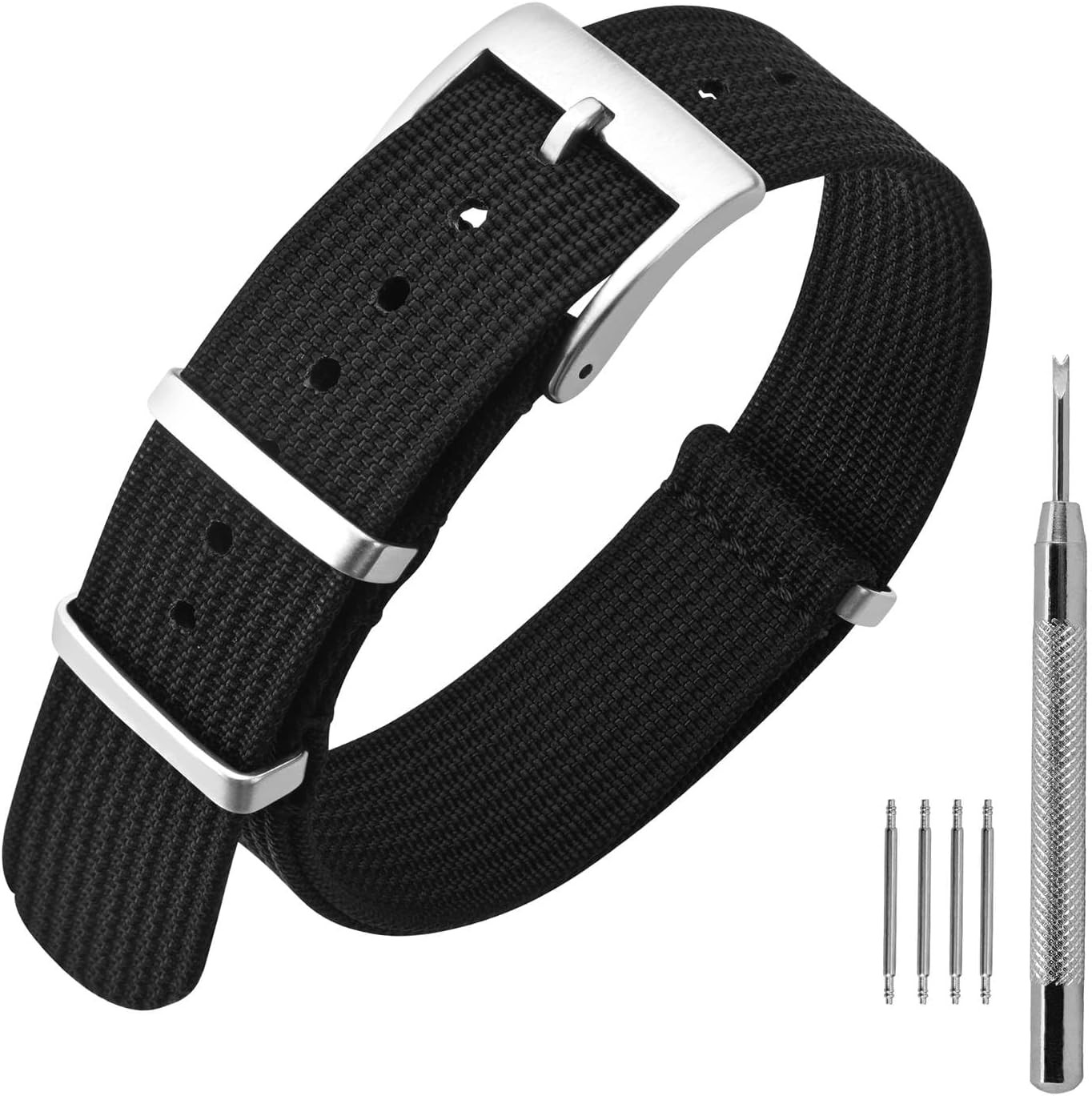 One-Piece Nylon Watch Band 16mm 18mm 20mm 22mm Waterproof Military Straps
