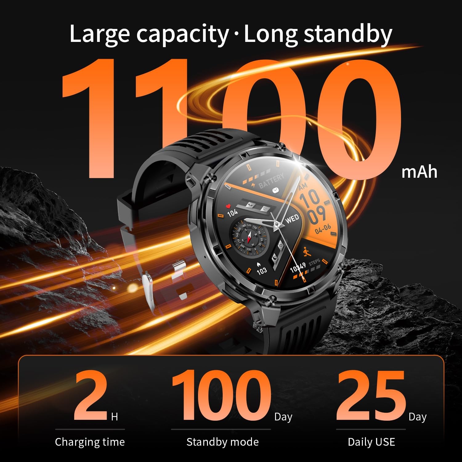 Mens for Android Phones and iPhone,Military Sport Smart Watches for Men Fitne…