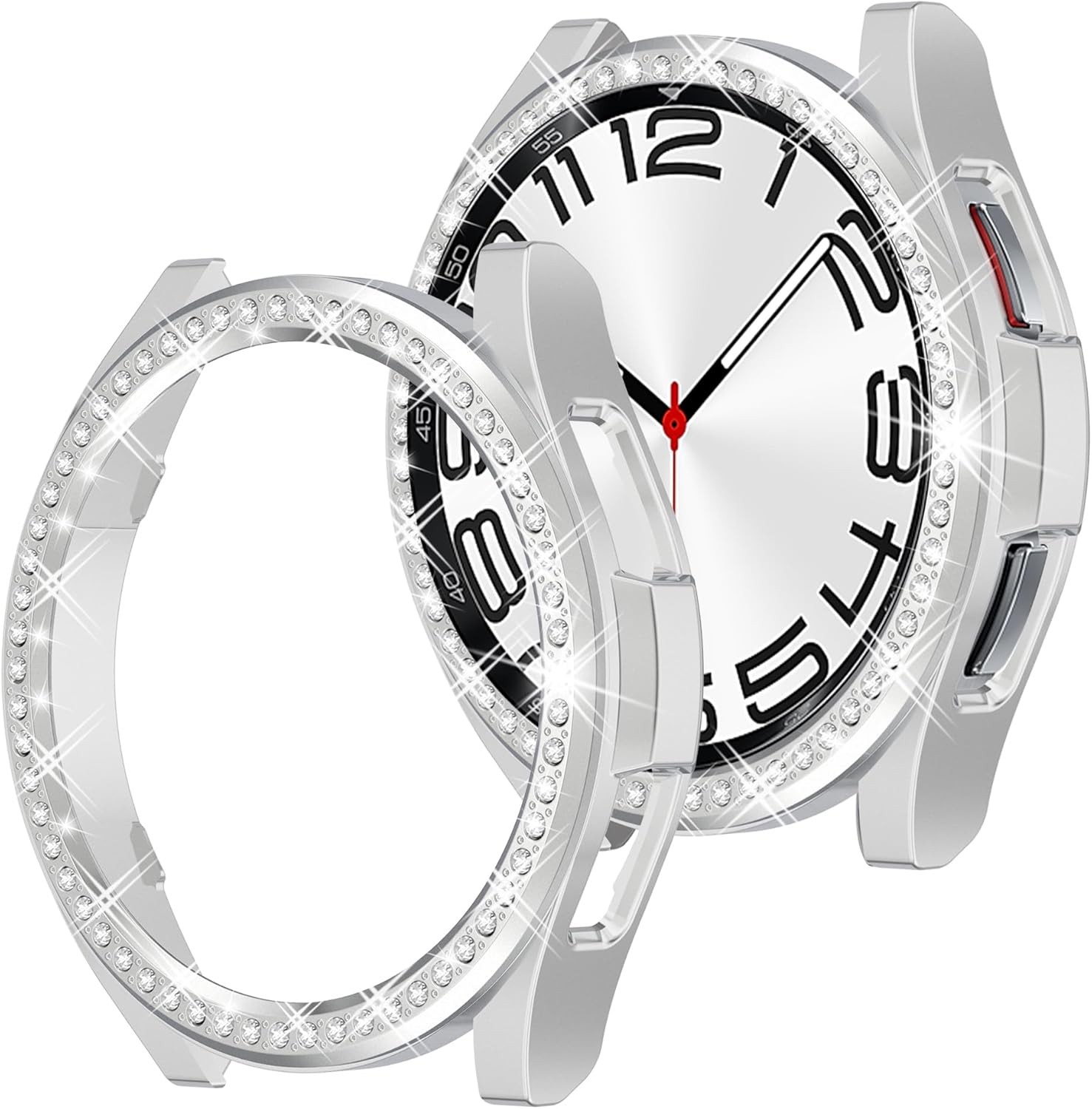 2 in 1 Bling Case for Samsung Galaxy Watch 6 Classic 47mm, PC Protective Bumper