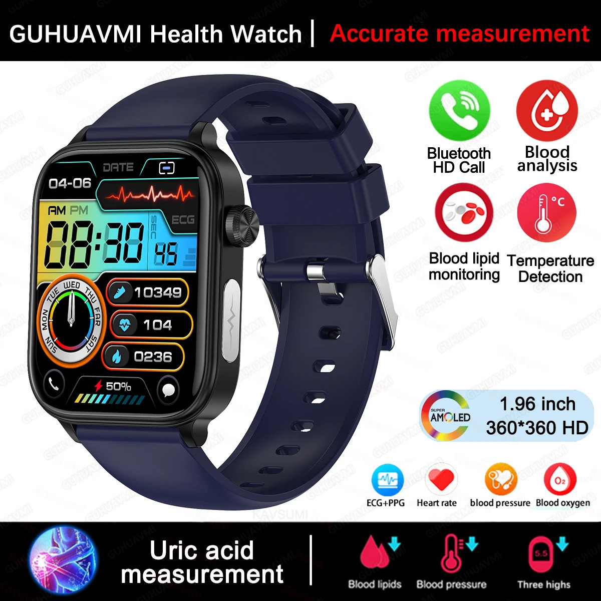 2025 New Xiaomi ECG+PPG Blood Lipid and Uric Acid Health Smart Watch