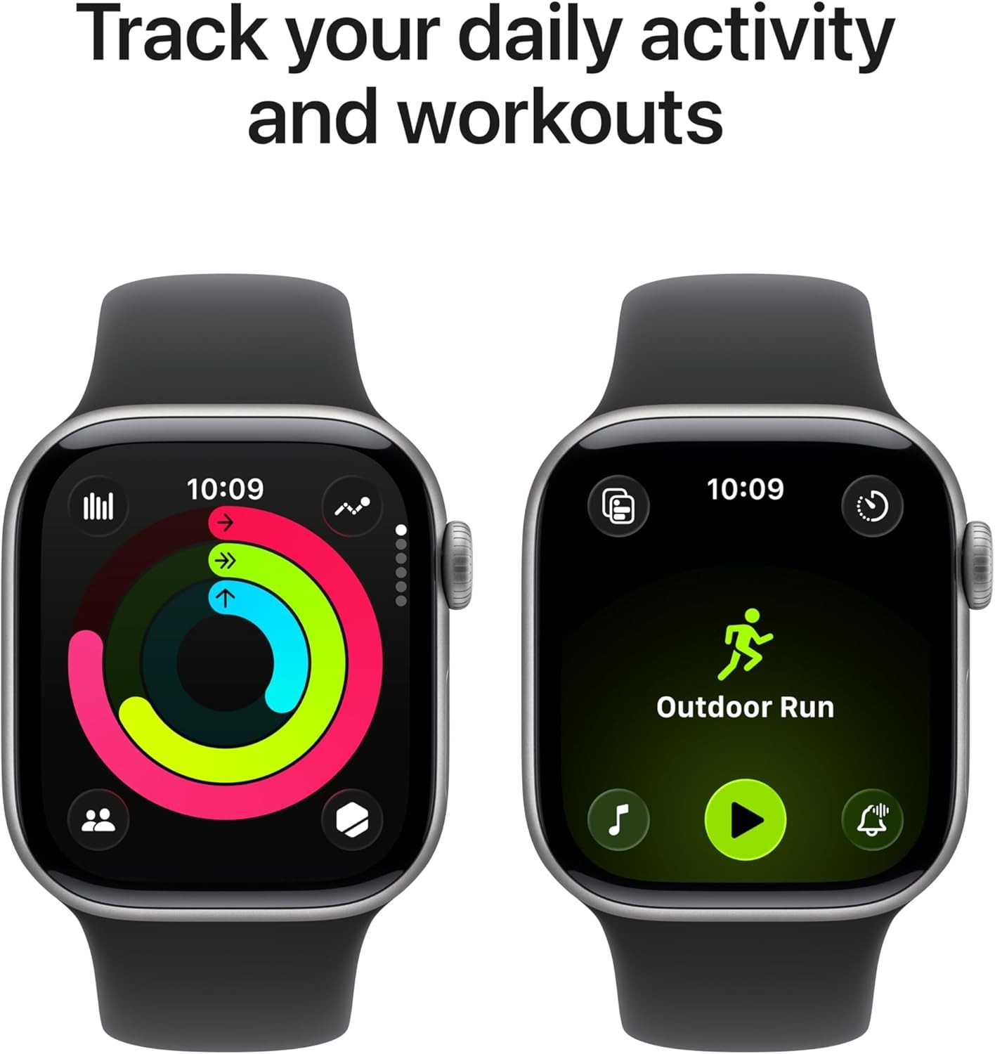 Apple Watch Series 11 42mm Space Gray Aluminum Case Black Sport Band – M/L