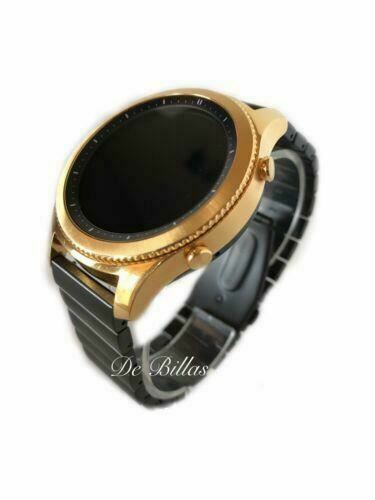 24K GOLD Plated Samsung Gear S3 Classic Smart Watch With Black Link Band CUSTOM