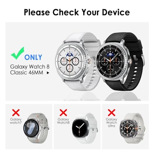 1 Pack Case for Samsung Galaxy Watch 8 Classic 46mm Clear Protective Cover with
