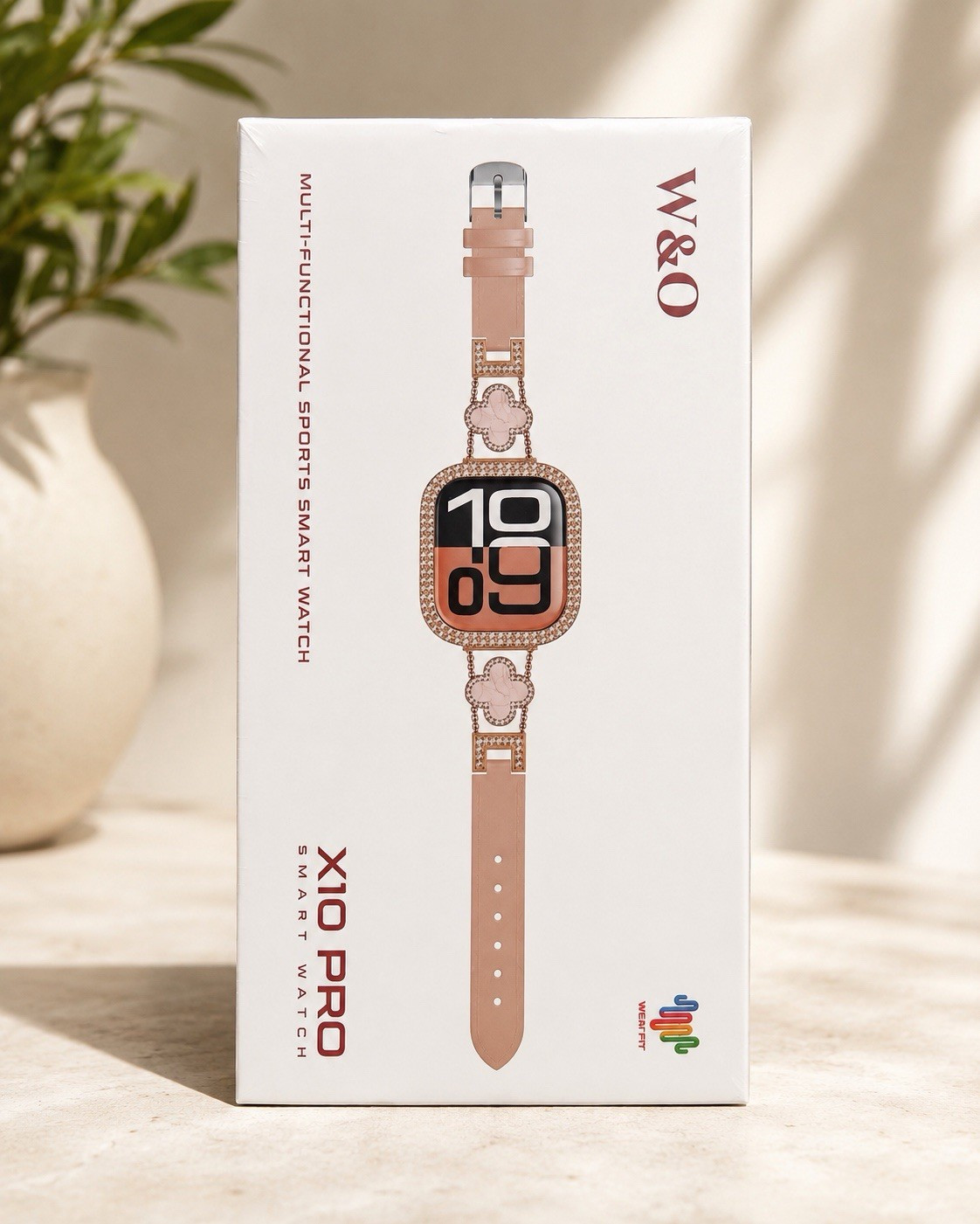 W&O X10 Pro Smart Watch 42mm Rose Gold/Pink Silicone Touchscreen HR Sleep