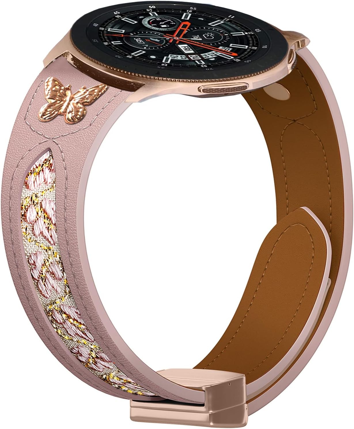 Rose Pink Soft Leather Band for Samsung Galaxy Watch 6 Classic 43mm & 47mm