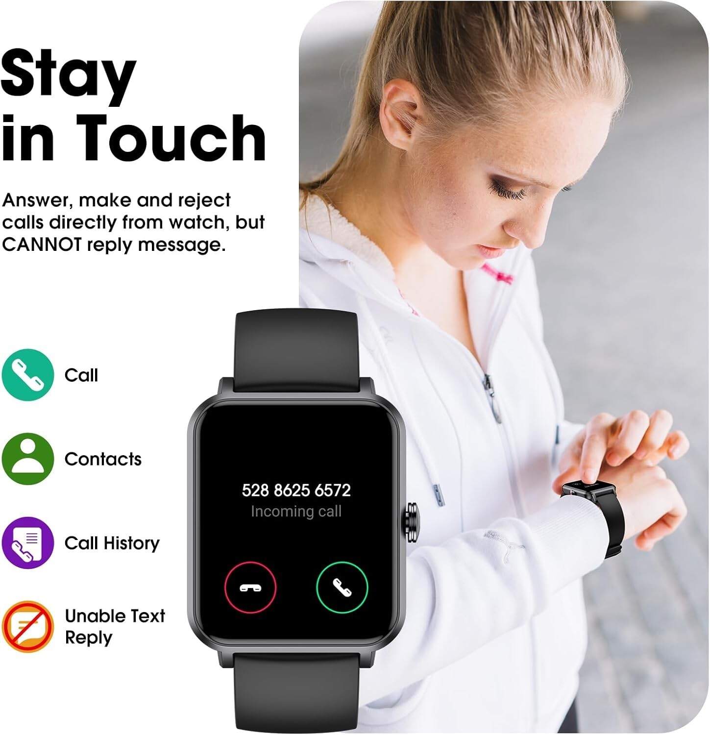 Smart Watch (Answer/Make Call) for Women Men, Fitness Tracker with Heart Rate…