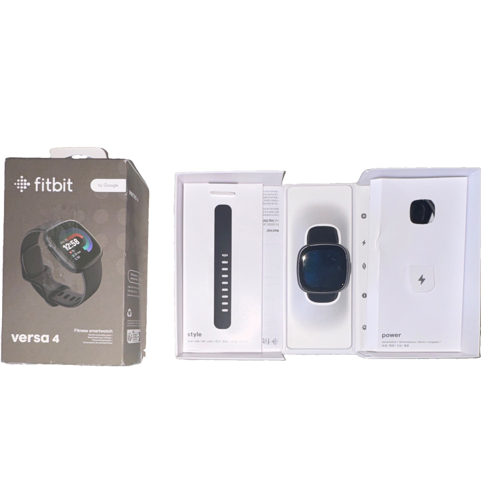 Fitbit Versa 4 40mm Black Aluminum Smartwatch, Silicone Band, HR, Bluetooth
