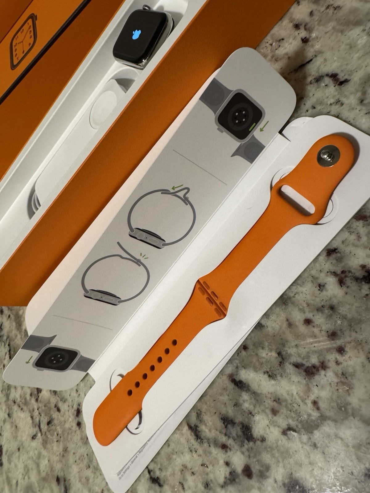 Hermes Series 6 Stainless Steel 40mm Apple Watch Cellular GPS Orange Sport Band