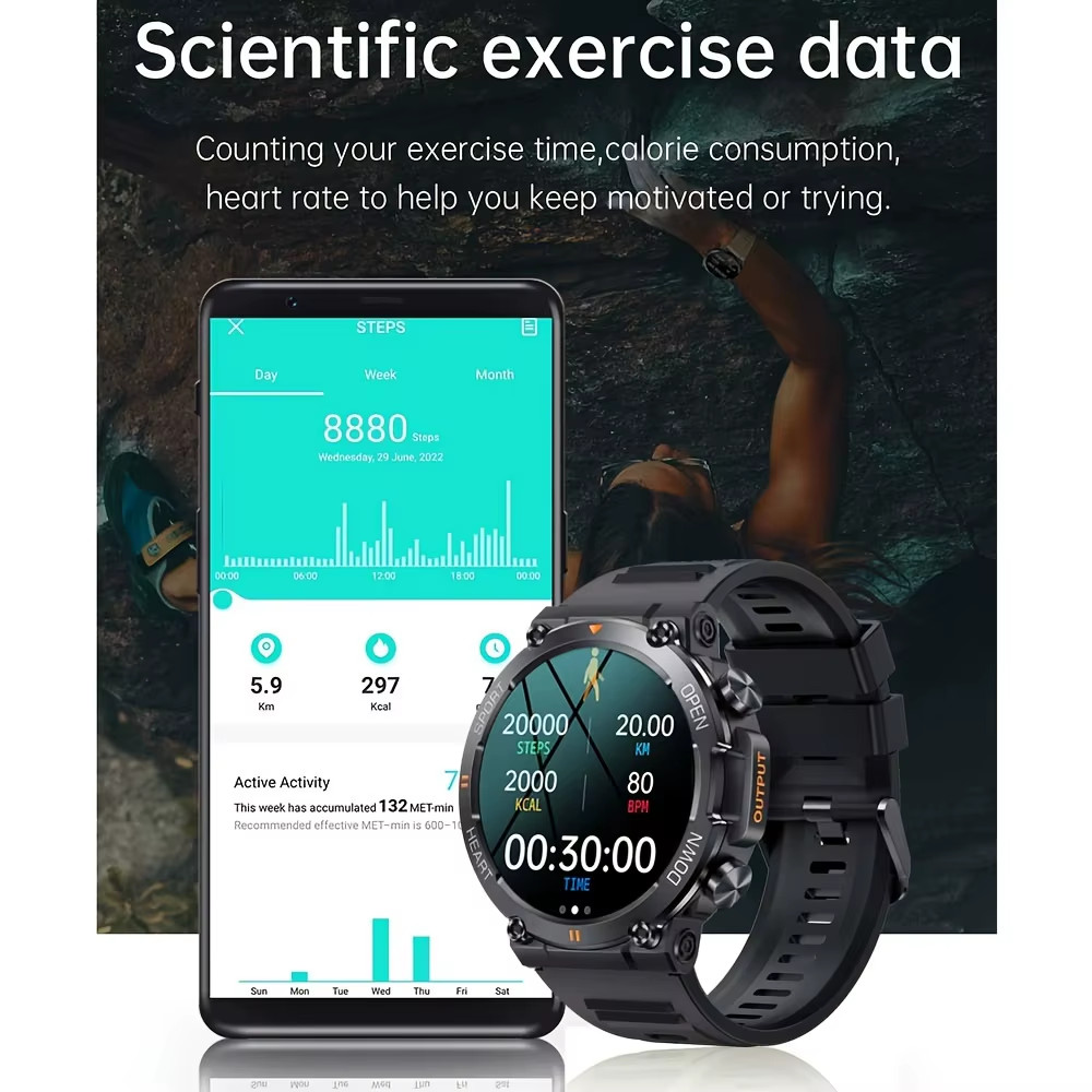 Smart Watch for Men Heart Rate Blood Bluetooth Sport Long Standby HD Screen