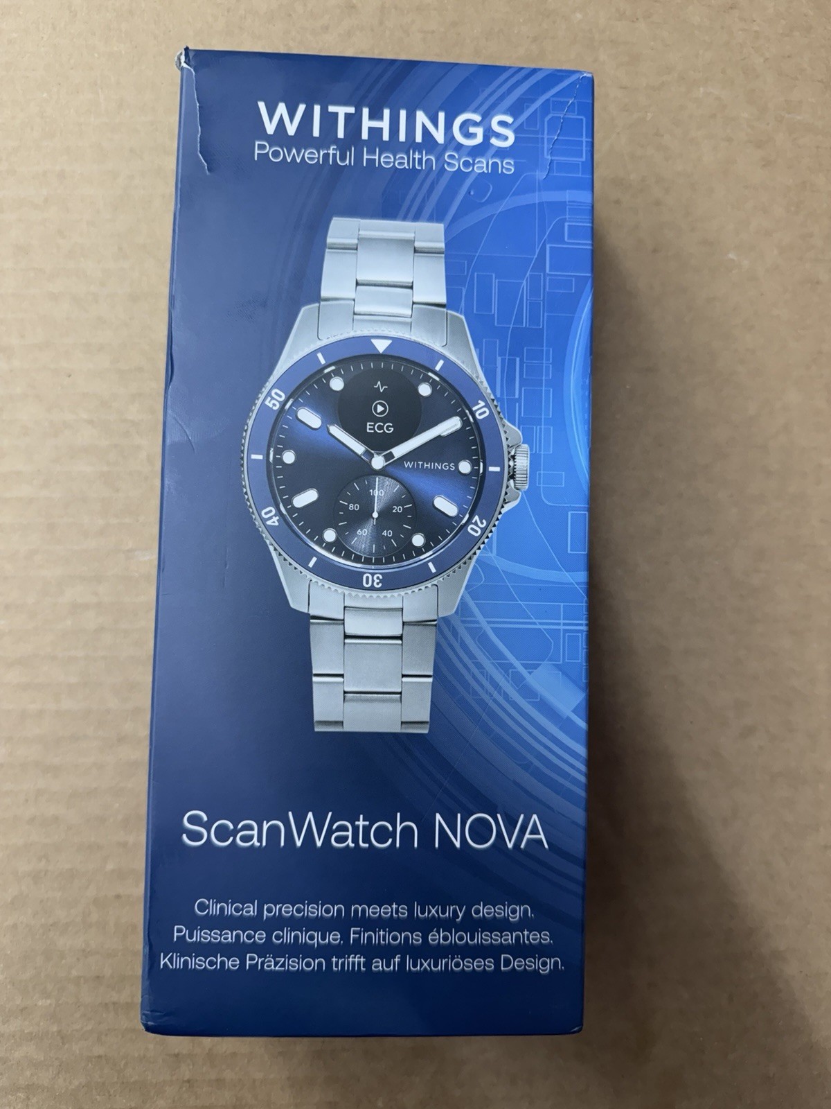 Withings 42mm ScanWatch Nova Hybrid Smart Watch Health ECG Temperature Blue