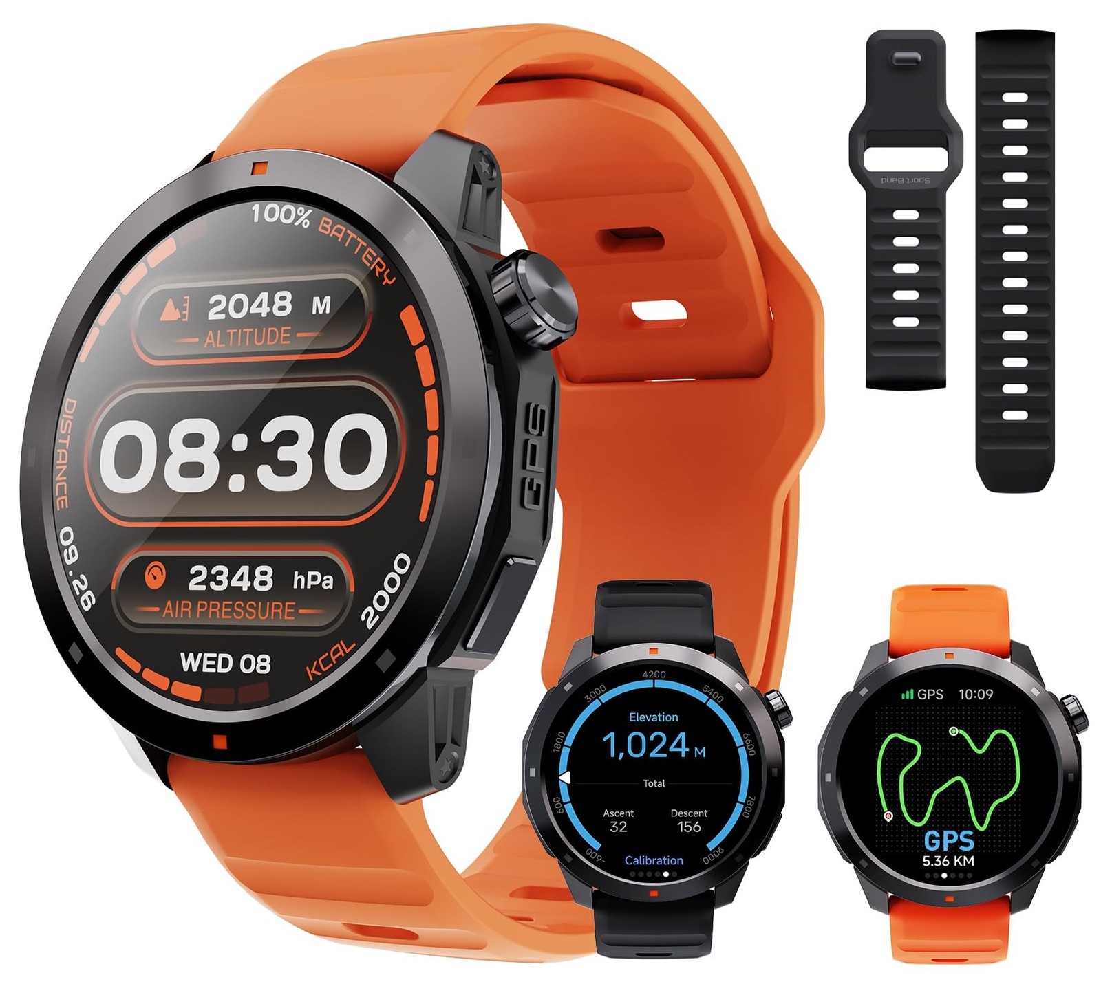 AOLON GPS Smart Watch Men, 1.43” AMOLED Compass/Barometer/Altimeter, Heart