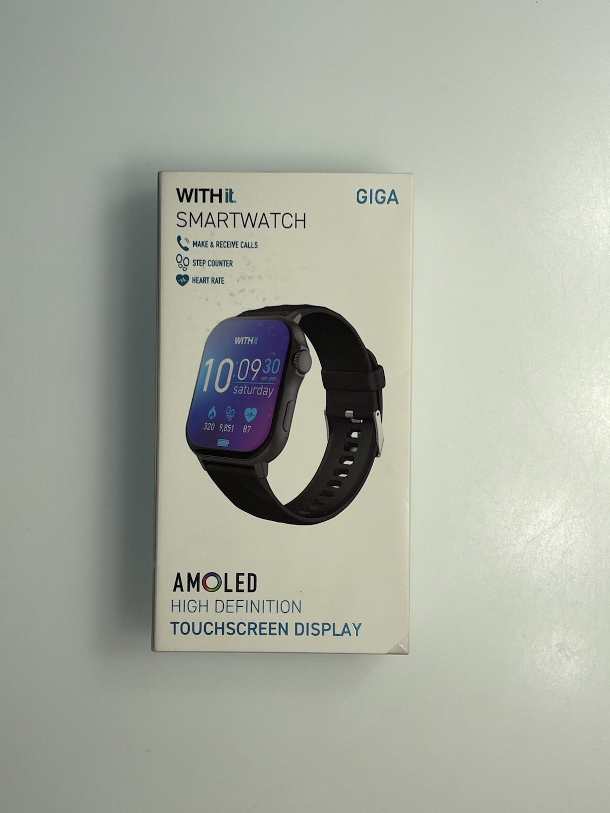 Giga Withit Smartwatch Amoled High Defintion Touchscreen Display 42/9002GYBKW