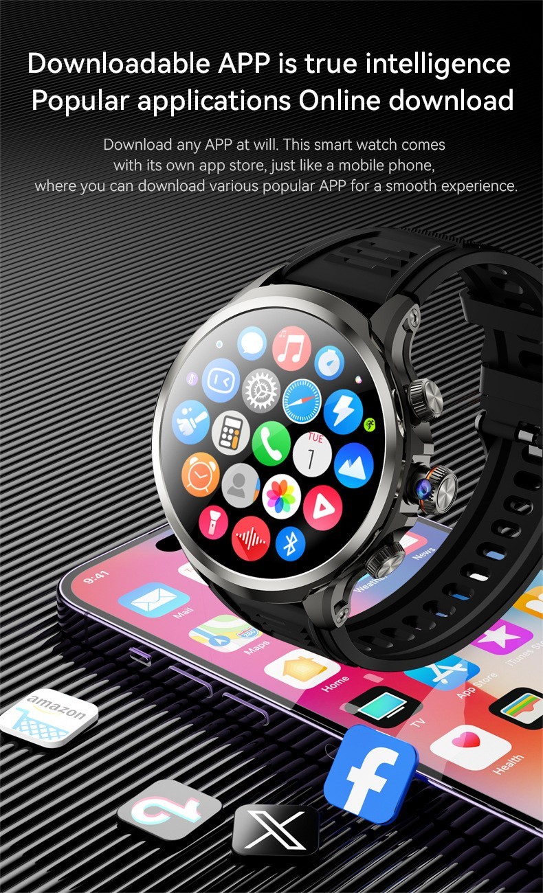 4G Amoled Smart Watch with SIM Card Slot Rotating Camera Phone Watch 1880mAh