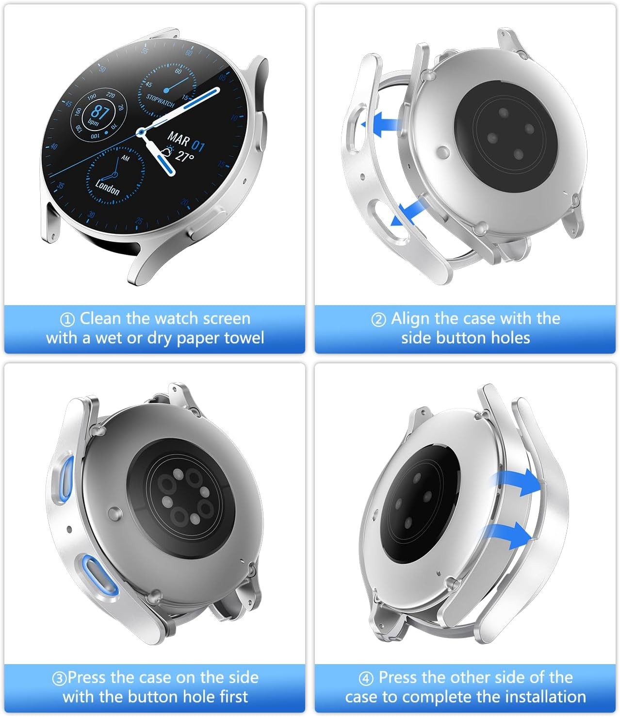 2Pack PC Only Case for Samsung Galaxy Watch 7 40mm with Tempered Glass Protector