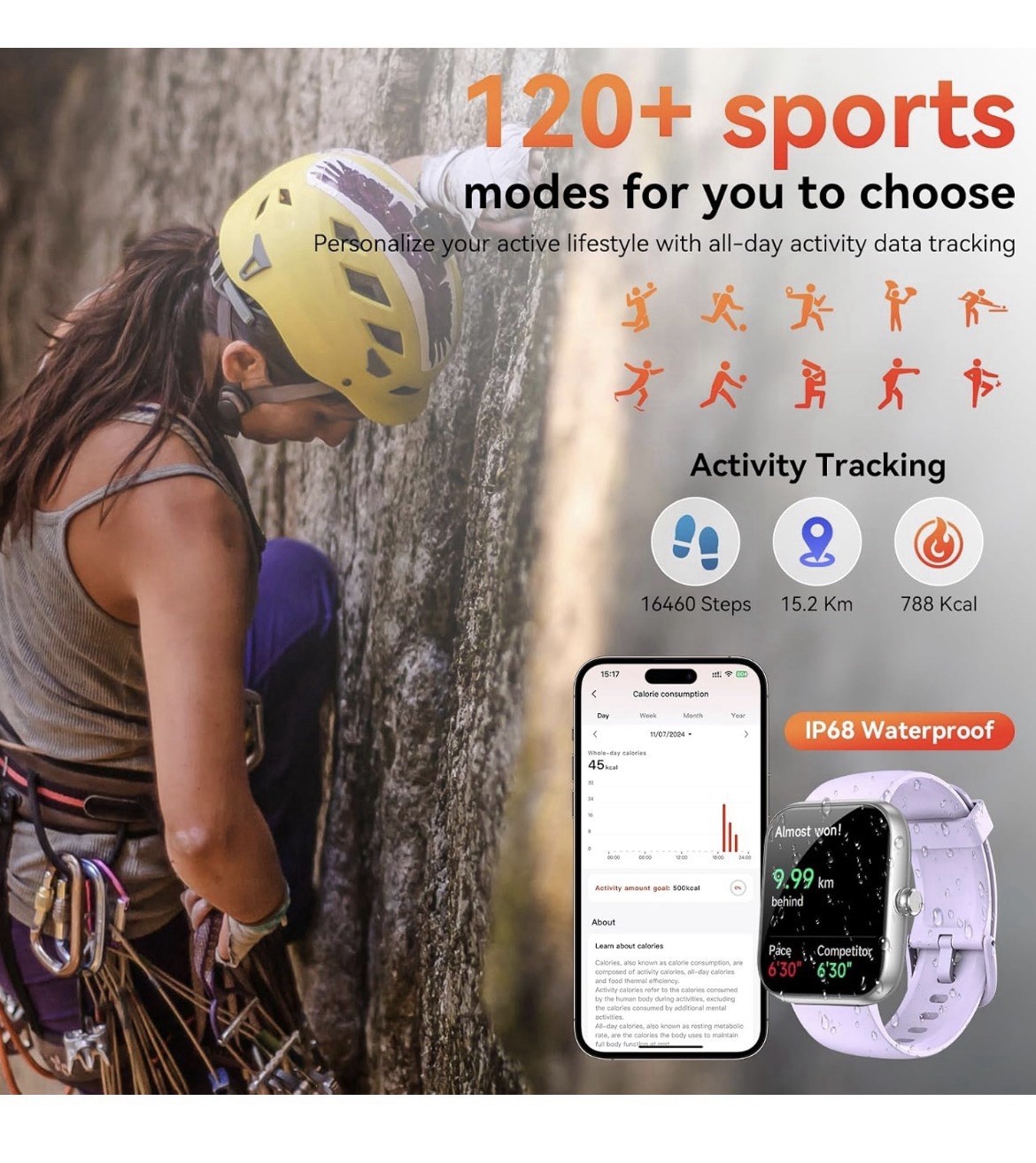 SENBONO Smart Watch Alexa BT Calls 1.83″ HD 120 Sport Modes Health Track PURPLE